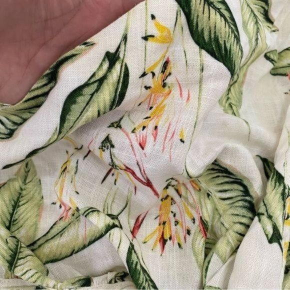 BCBGMAXAZRIA Romantic Linen blend One shoulder Belted Long Sleeve top Size L NWT - Picture 10 of 14